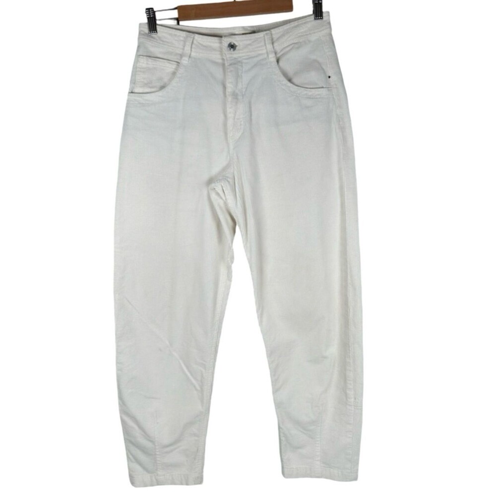 Maeve Anthropologie White Corduroy Straight Leg High Rise Pants Women’s Size 28